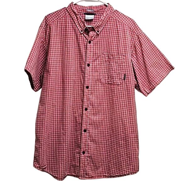 Columbia Shirts Columbia Mens Red Plaid Shirt Button Down Short